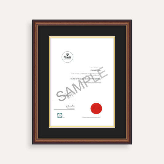 Deakin University Certificate Frame