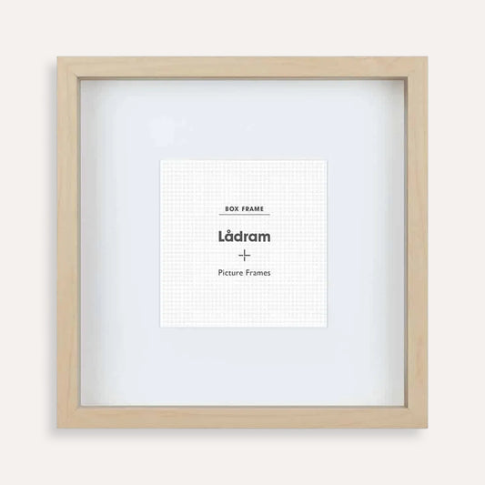 Eco Natural Timber Finish Shadow Box Square Picture Frame with Matboard for 30.5 x 30.5cm Artwork