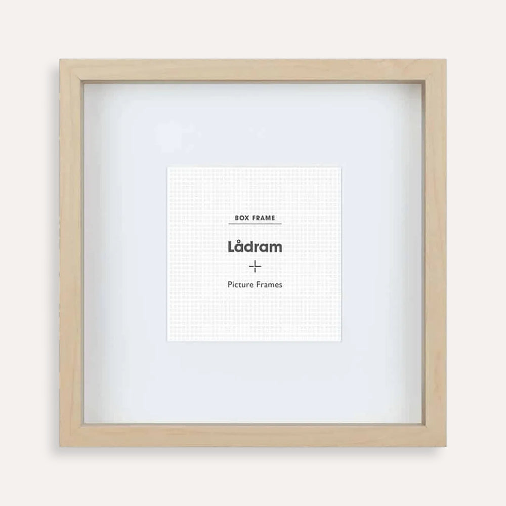Eco Natural Timber Finish Shadow Box Square Picture Frame with Matboard for 30.5 x 30.5cm Artwork