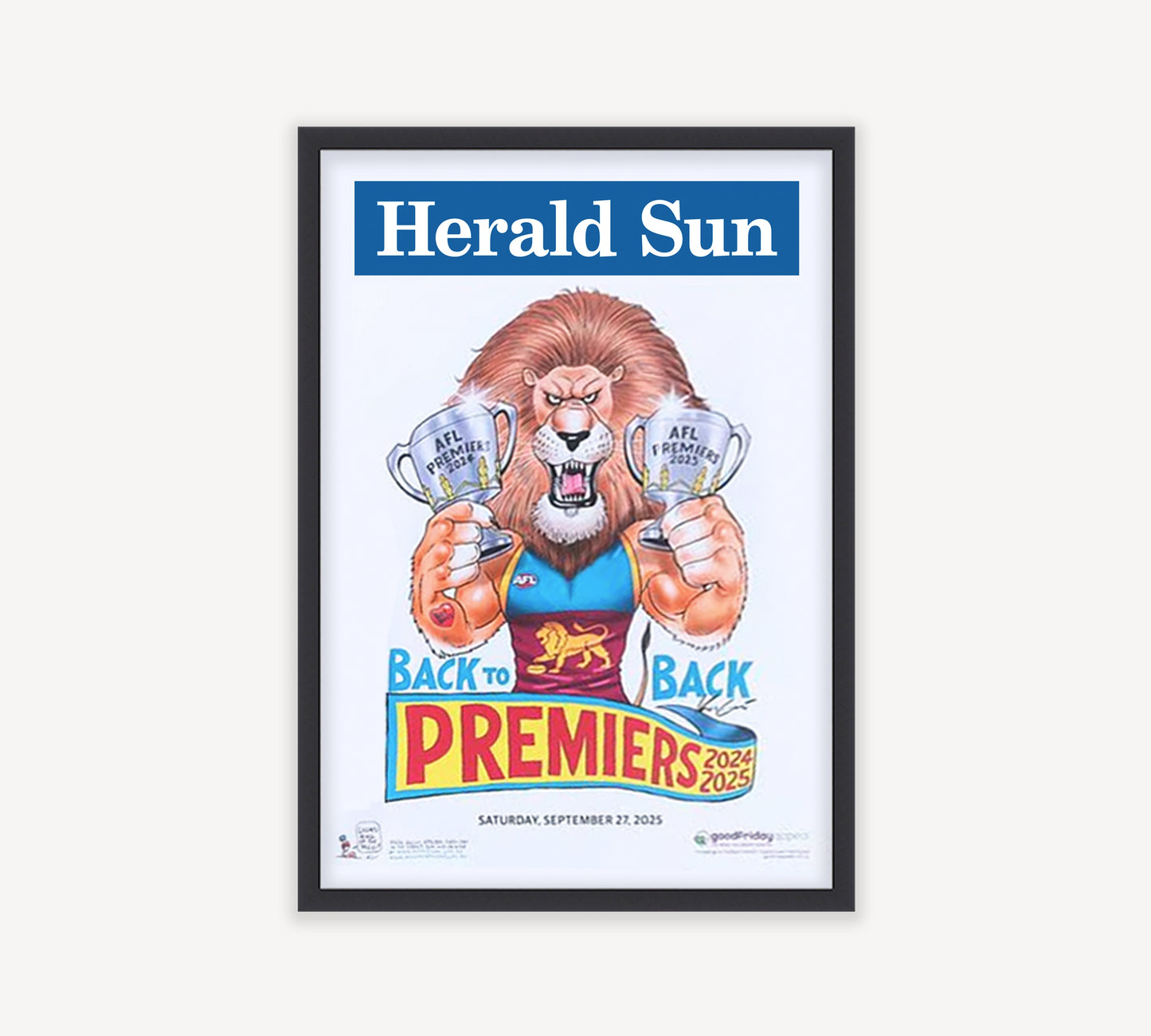 2025 Brisbane Lions Premiership Poster Frame
