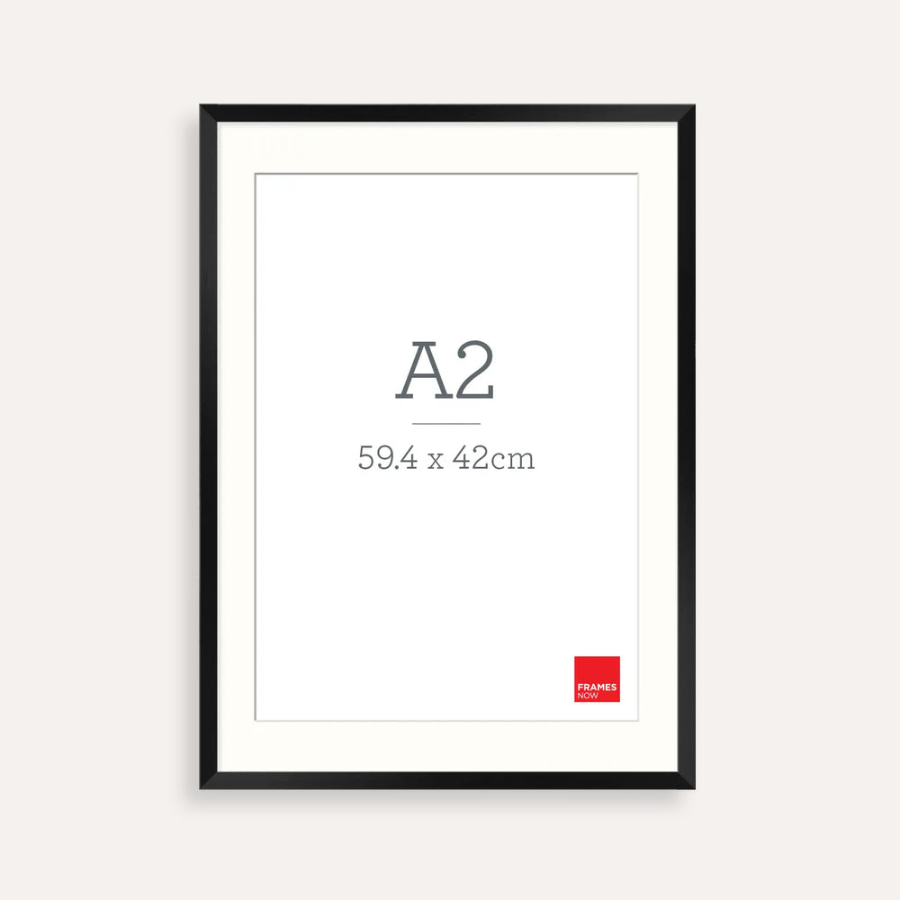 Matte Black A2 Picture Frame with Matboard - Premium Box Design for Art, Prints & Photos