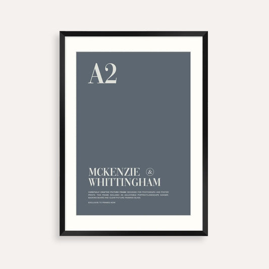 McKenzie & Whittingham Matte Black A2 Picture Frame with Matboard – Contemporary Display for Art, Photography & Prints