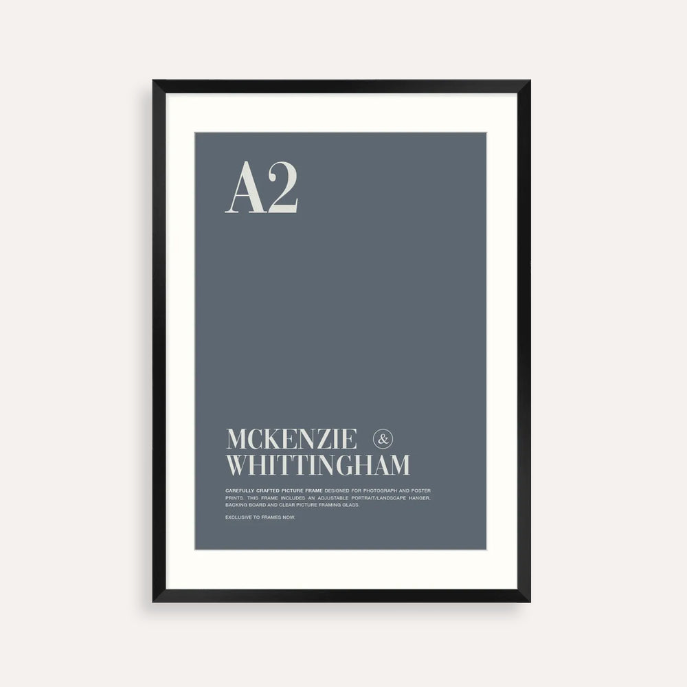McKenzie & Whittingham Matte Black A2 Picture Frame with Matboard – Contemporary Display for Art, Photography & Prints