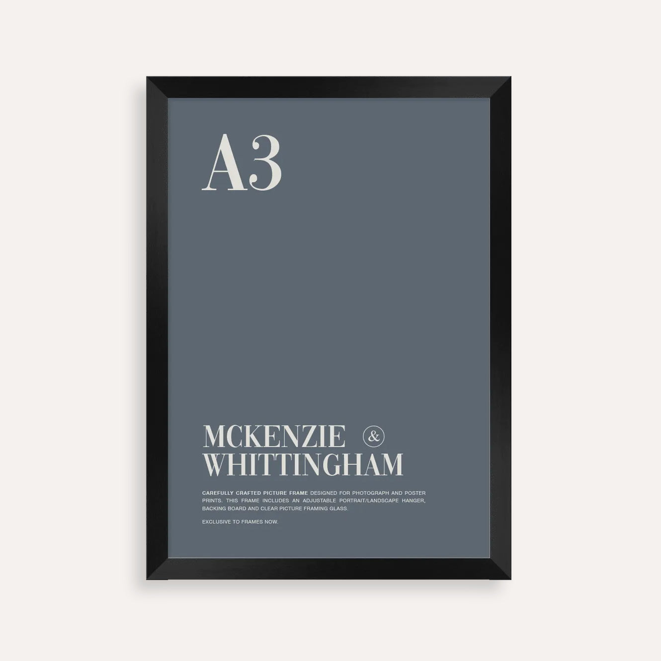 McKenzie & Whittingham Matte Black A3 Picture Frame – Sleek Display for Art, Photography & Certificate