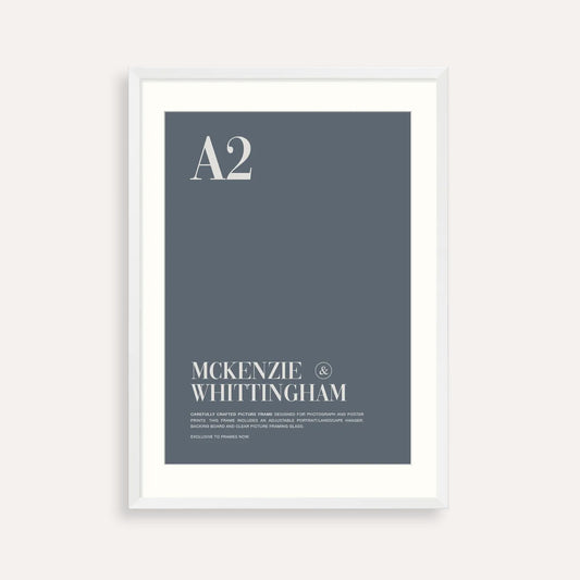 McKenzie & Whittingham Matte White A2 Picture Frame with Matboard - Clean, Minimalist Framing for Art, Prints & Photos