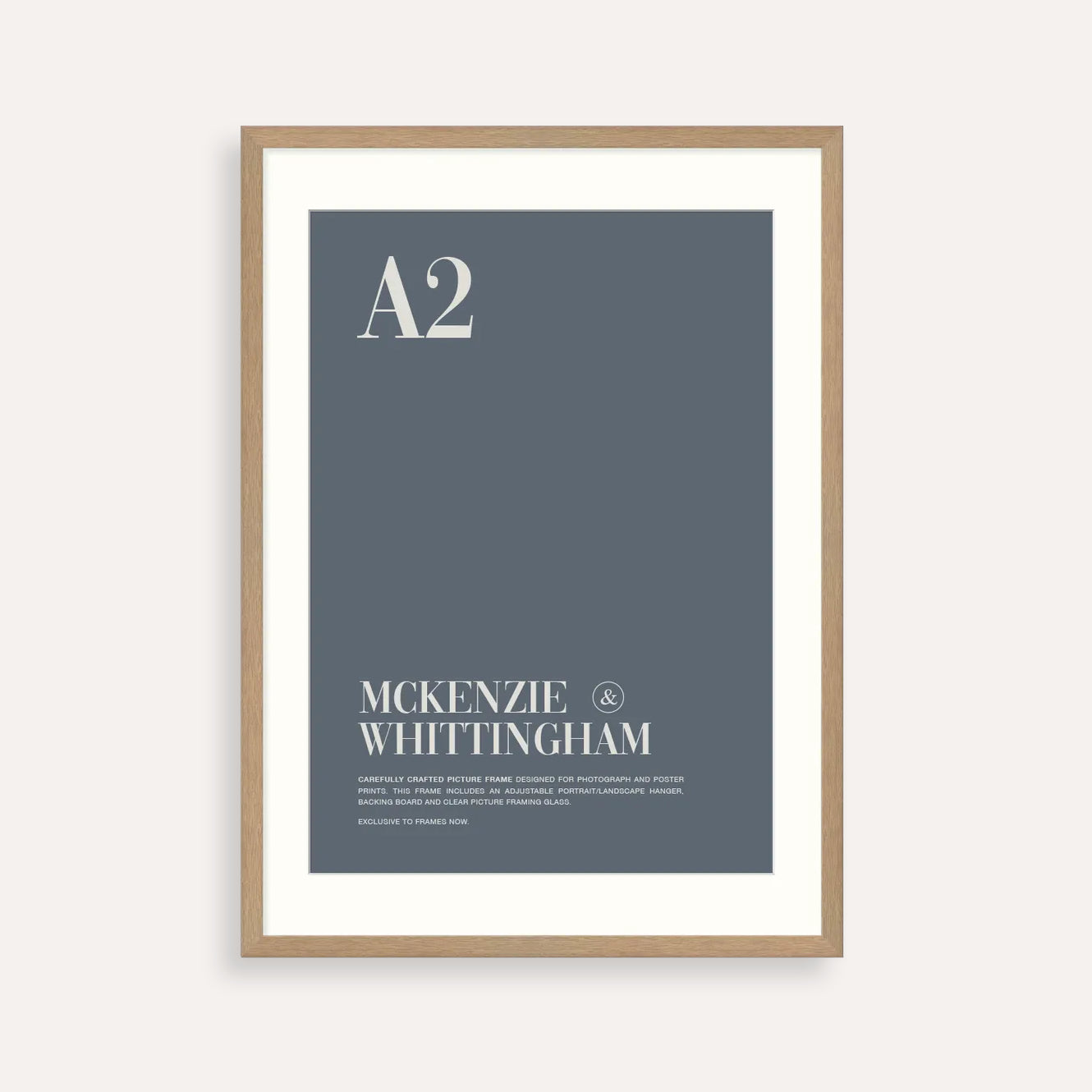 McKenzie & Whittingham Natural Oak A2 Picture Frame with Matboard - For Arts, Photographs & Prints