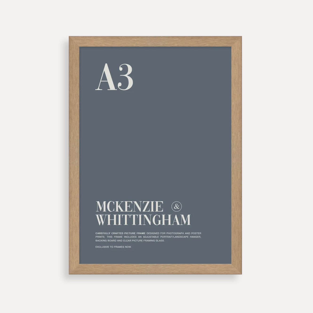 McKenzie & Whittingham Oak A3 Picture Frame – Natural Timber Finish for Art, Certificates & Photography