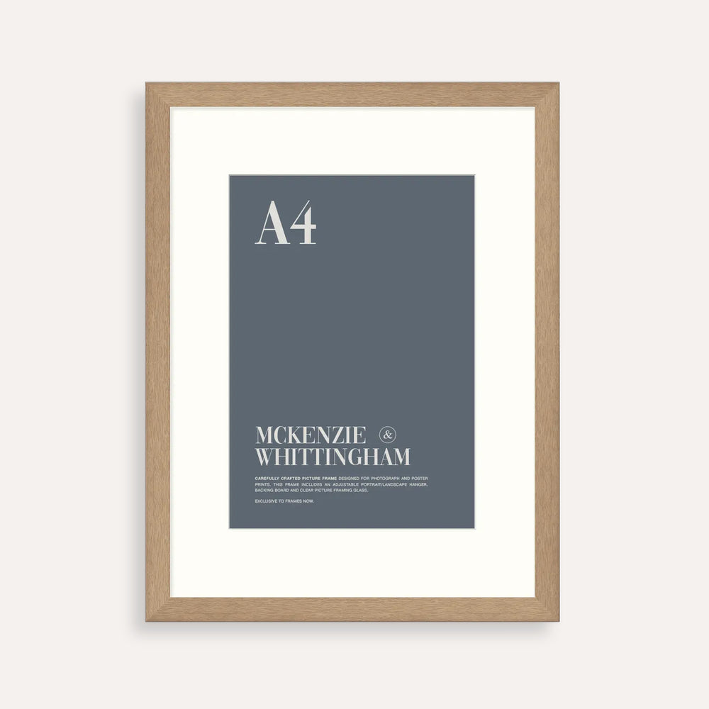 McKenzie & Whittingham Oak A4 Picture Frame – Natural Finish with Matboard