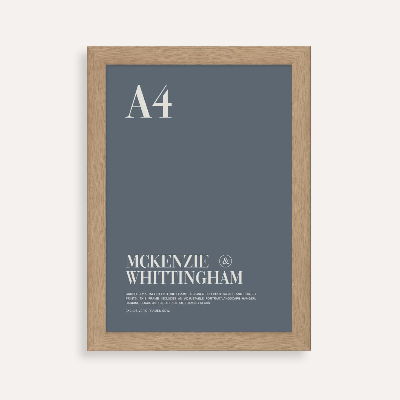 McKenzie & Whittingham Oak A4 Picture Frame – Natural Style for A4 Artwork, Photos & Certificates