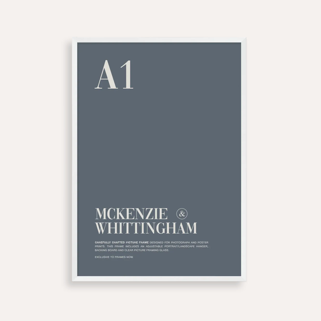 McKenzie & Whittingham White A1 Picture Frame - Clean Modern Look for Posters & Wall Art