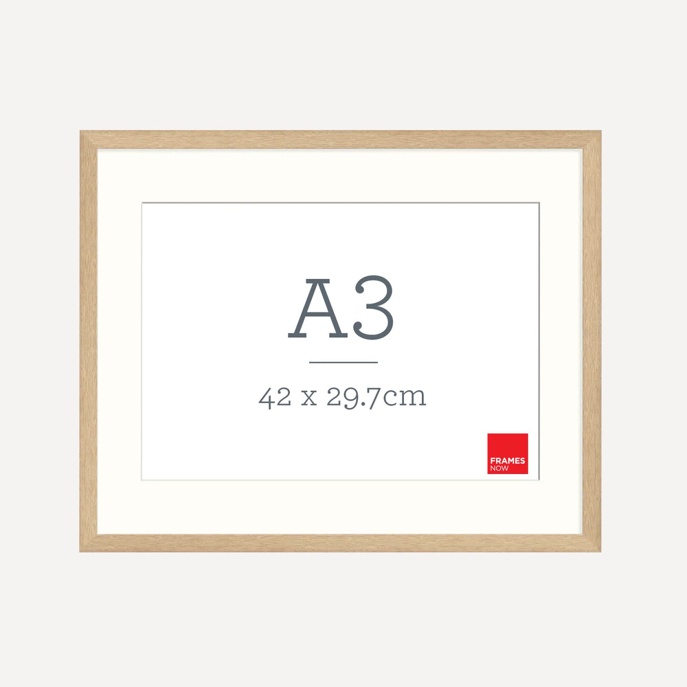 Premium Oak A3 Picture Frame with Matboard – Warm, Natural Timber for Art, Photos & Certificates