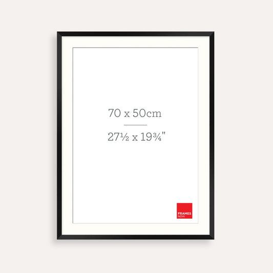 Premium 70x50cm Matte Black Box Picture Frame with Matboard – For Artwork & Posters