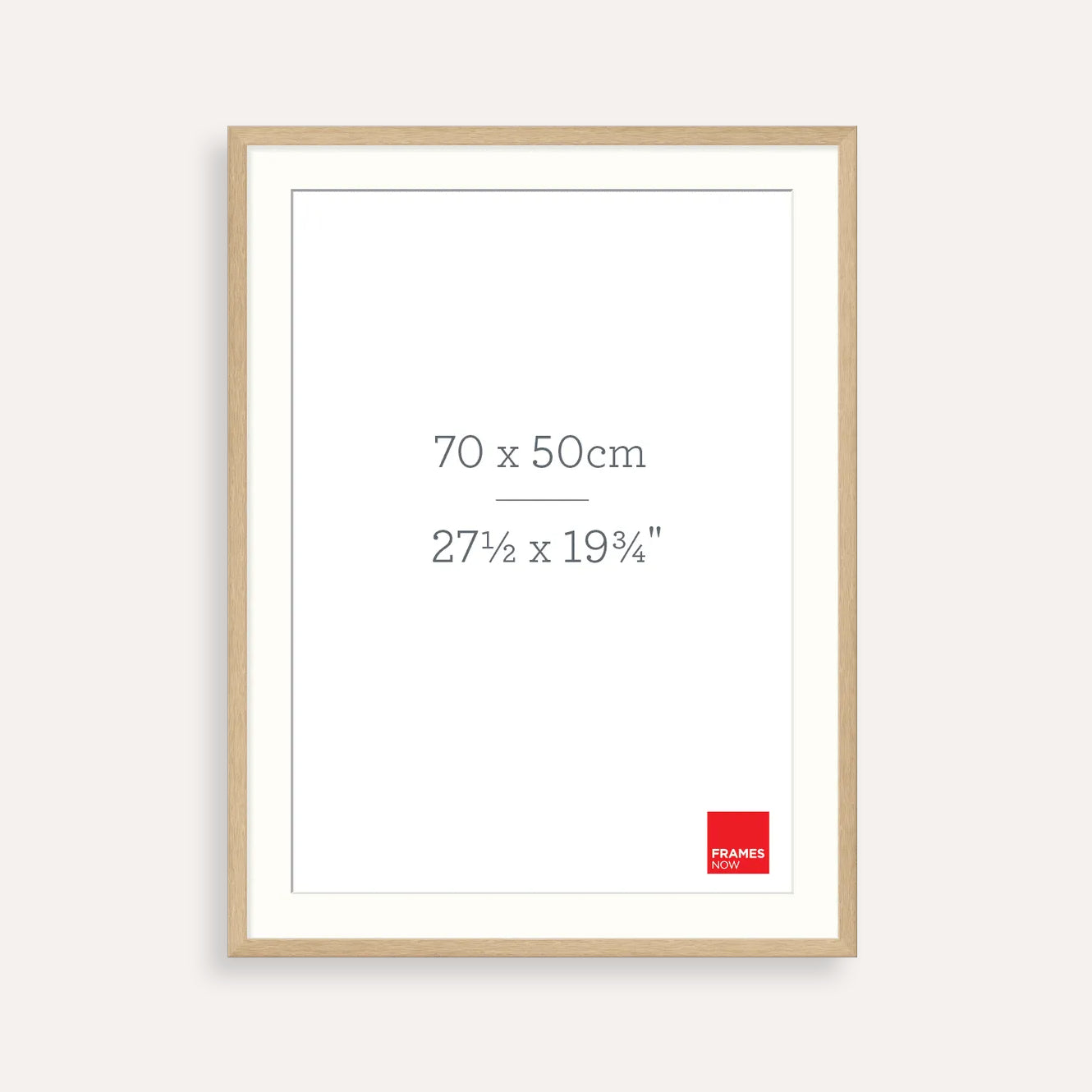 Premium 70x50cm Natural Oak Picture Frame with Matboard – Timber Frame for Prints & Wall Art