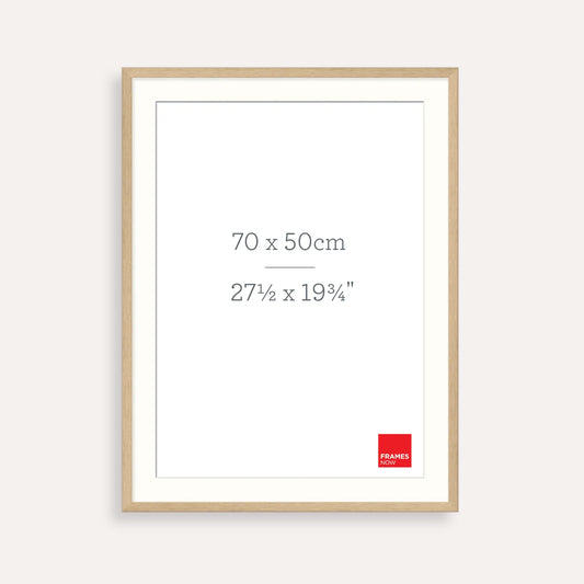 Premium 70x50cm Natural Oak Picture Frame with Matboard – Timber Frame for Prints & Wall Art