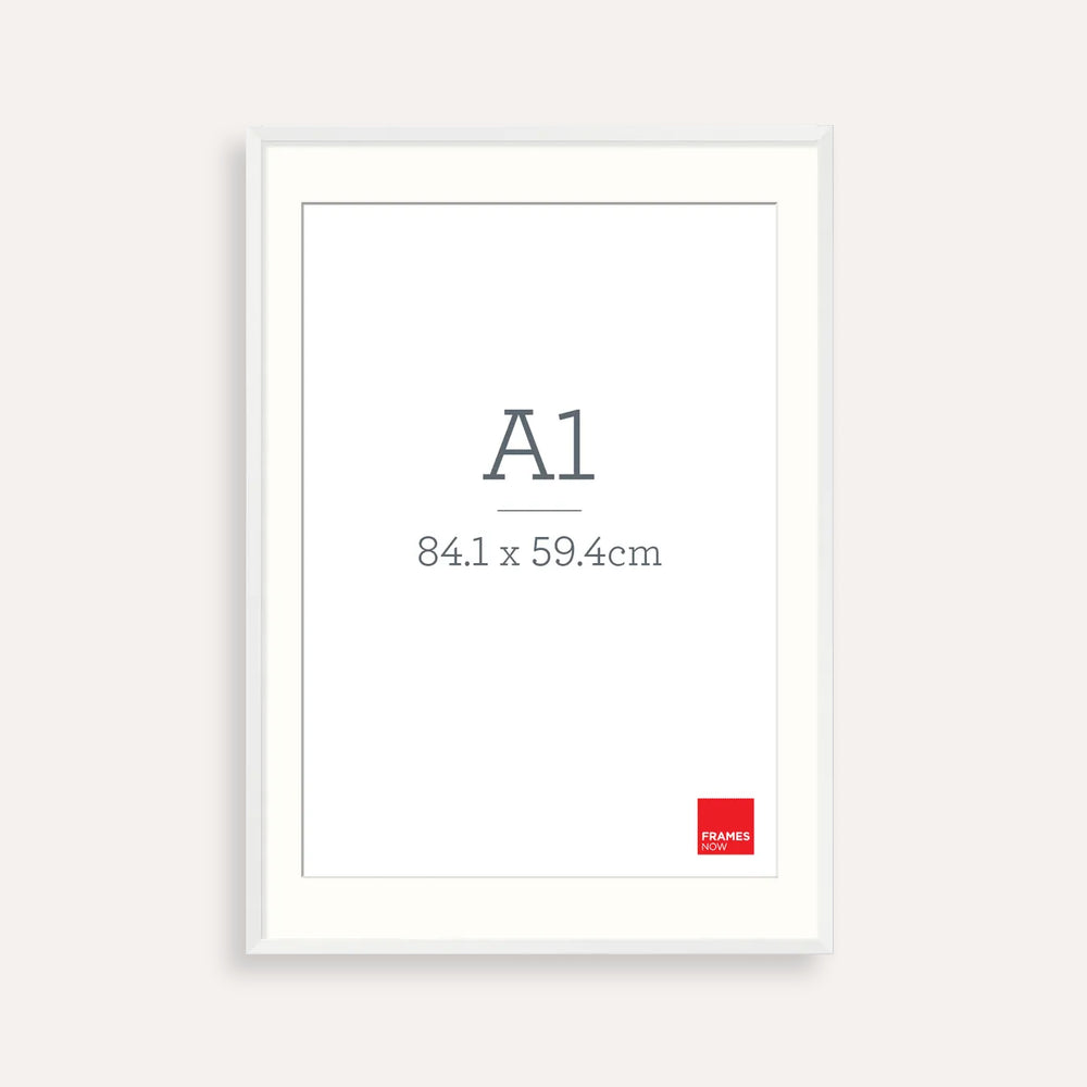 Premium Matte White A1 Box Frame with Matboard – Elegant A1 Art Framing