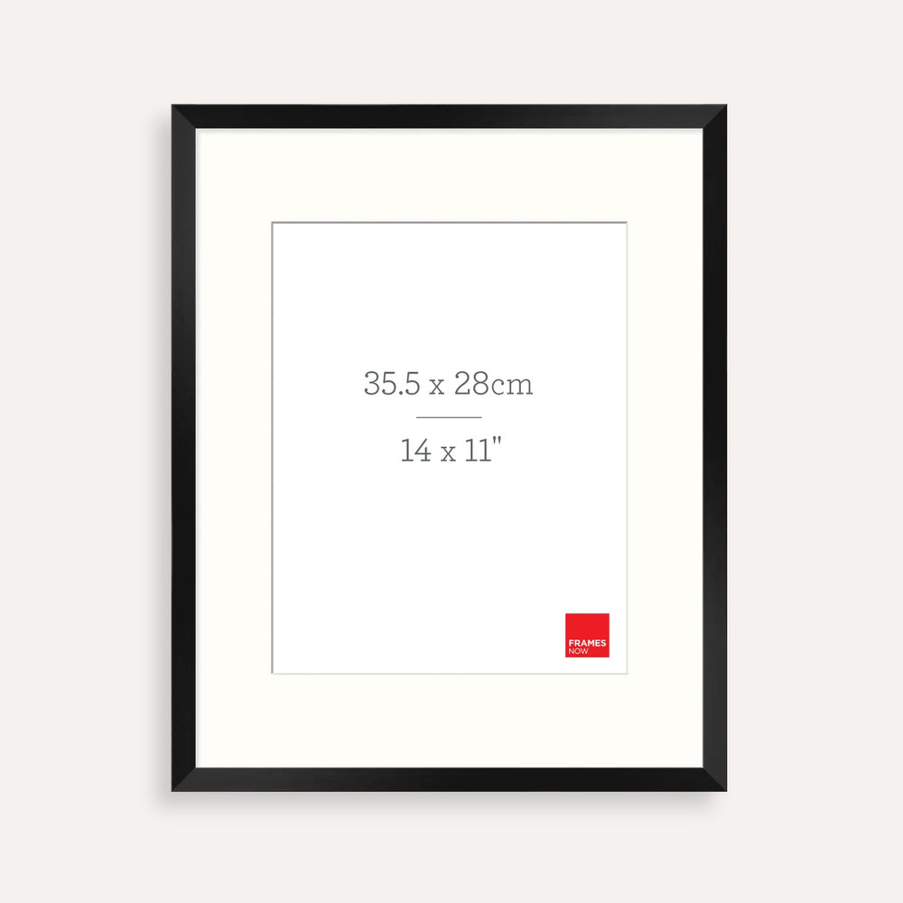 Premium Matte Black Box Picture Frame with Matboard for 35.5 x 28cm Artwork