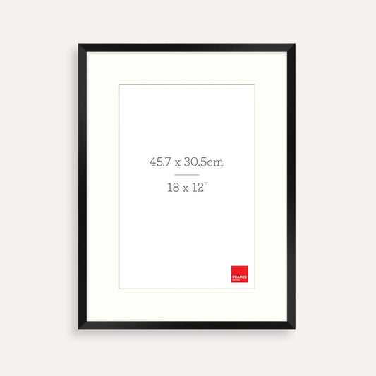 Premium Matte Black Box Picture Frame with Matboard for 45.7 x 30.5cm Artwork