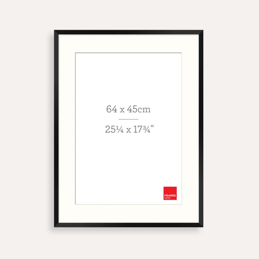 Premium Matte Black Box Picture Frame with Matboard for 64 x 45cm Artwork