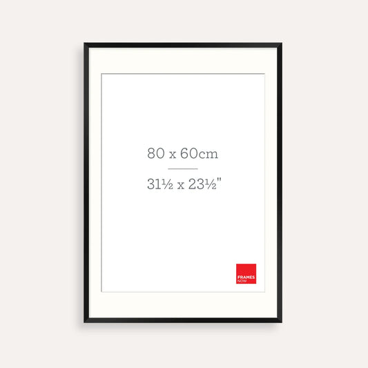 Premium Matte Black Box Picture Frame with Matboard for 80 x 60cm Artwork