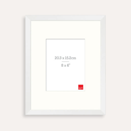 Premium Matte White Box Picture Frame with Matboard for 20.3 x 15.2cm Artwork