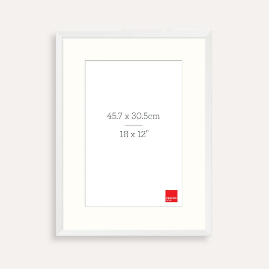 Premium Matte White Box Picture Frame with Matboard for 45.7 x 30.5cm Artwork