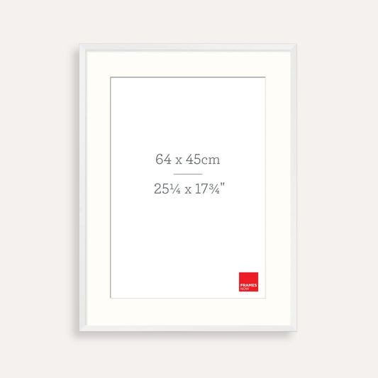 Premium Matte White Box Picture Frame with Matboard for 64 x 45cm Artwork