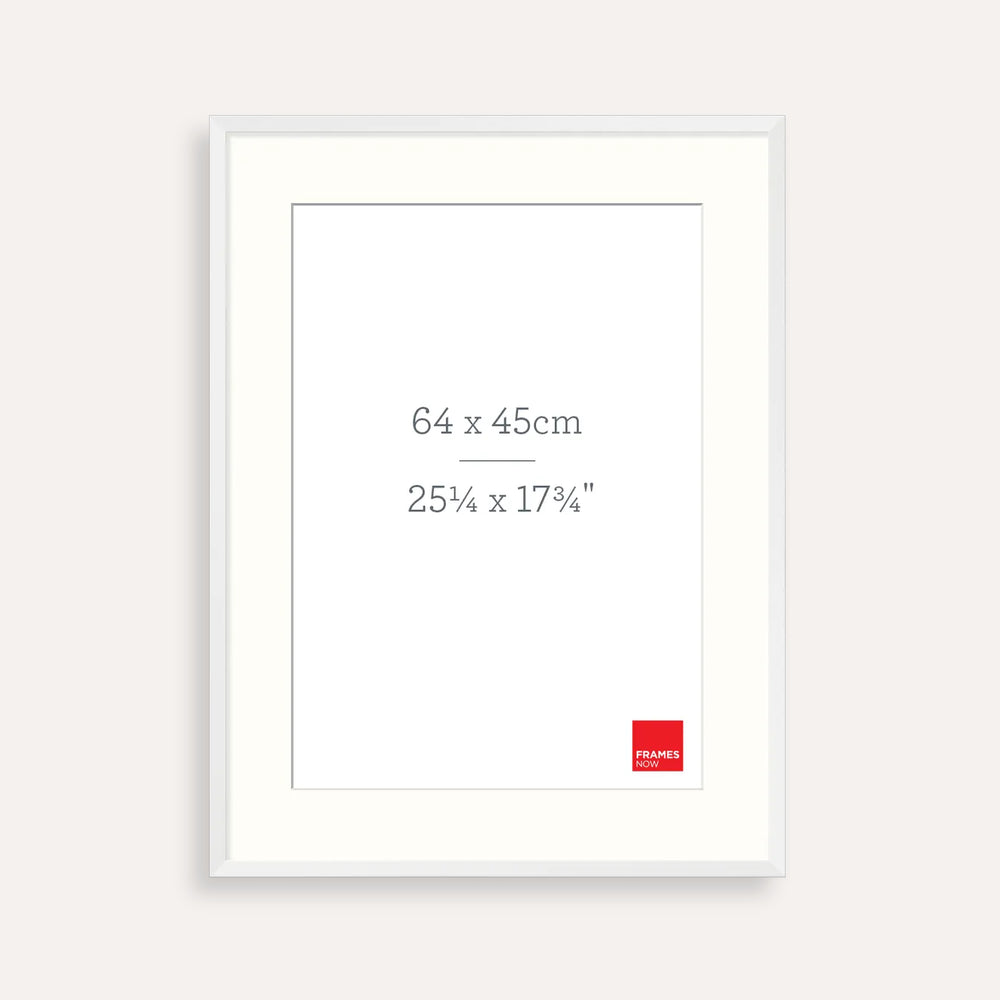 Premium White Box Style Picture Frame with Matboard for 64 x 45cm Artwork