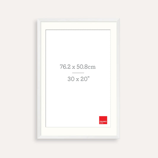 Premium Matte White Box Picture Frame with Matboard for 76.2 x 50.8cm Artwork