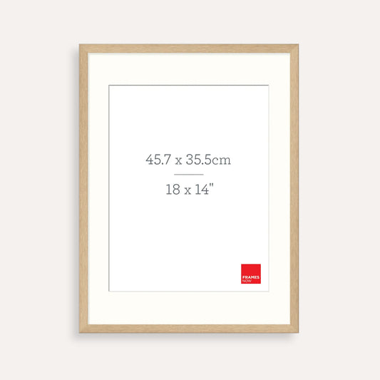 Premium Natural Oak Picture Frame with Mat Board for 45.7 x 35.5cm Artwork