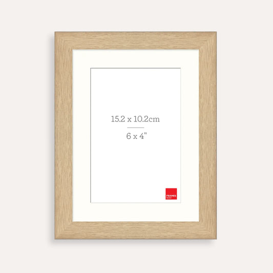 Premium Natural Oak Picture Frame with Matboard for 15.2 x 10.2cm Artwork