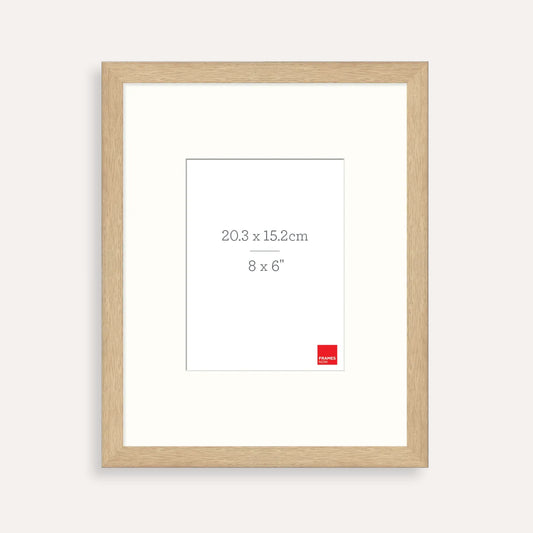 Premium Natural Oak Picture Frame with Matboard for 20.3 x 15.2cm Artwork