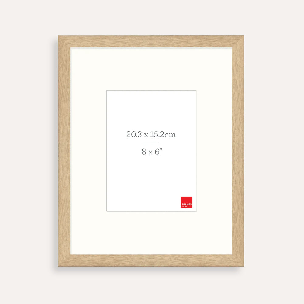 Premium Natural Oak Picture Frame with Matboard for 20.3 x 15.2cm Artwork