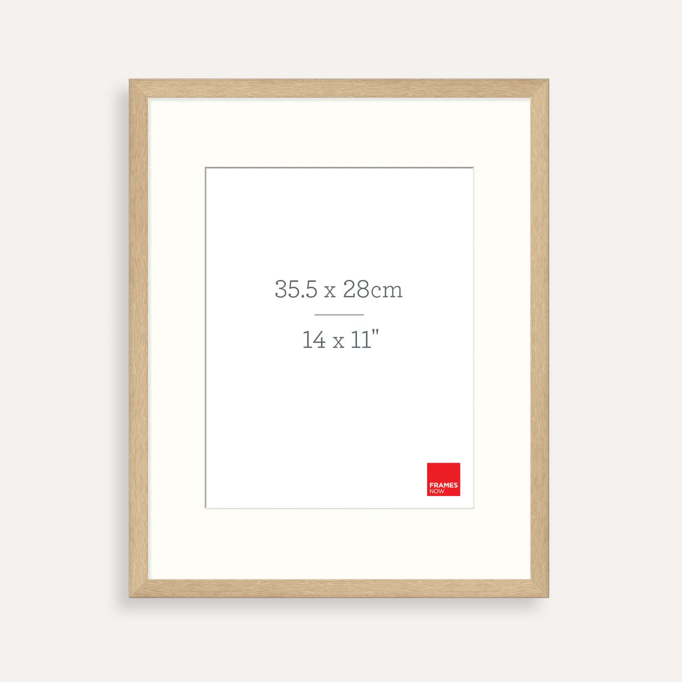 Premium Natural Oak Picture Frame with Matboard for 35.5 x 28cm Artwork