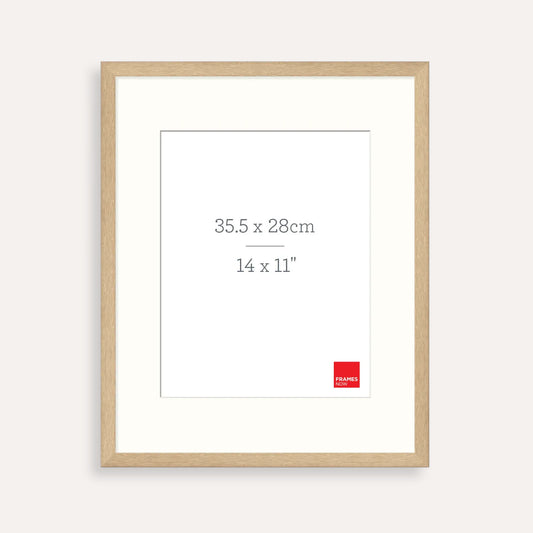 Premium Natural Oak Picture Frame with Matboard for 35.5 x 28cm Artwork