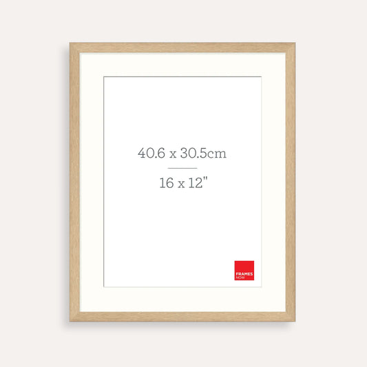 Premium Natural Oak Picture Frame with Matboard for 40.6 x 30.5cm Artwork