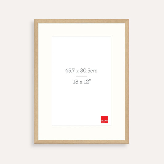 Premium Natural Oak Picture Frame with Matboard for 45.7 x 30.5cm Artwork