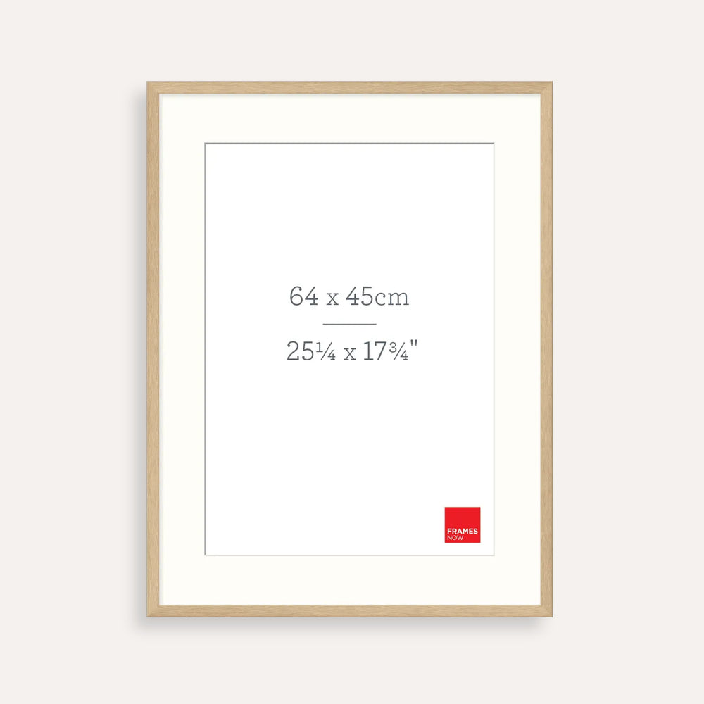 Premium Natural Oak Picture Frame with Matboard for 64 x 45cm Artwork