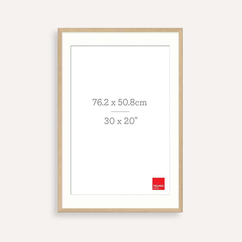 Premium Natural Oak Picture Frame with Matboard for 76.2 x 50.8cm Artwork