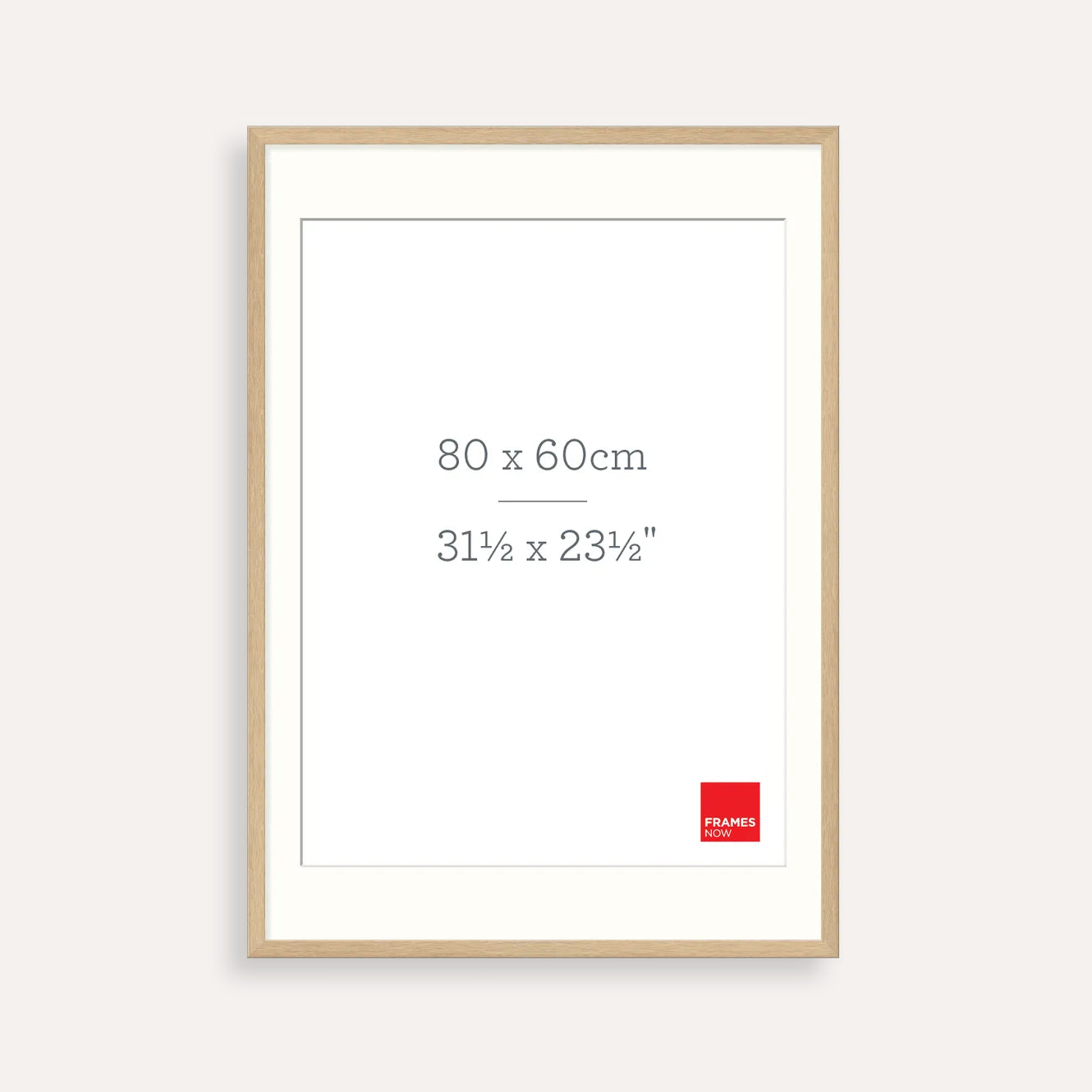 Premium Natural Oak Picture Frame with Matboard for 80 x 60cm Artwork