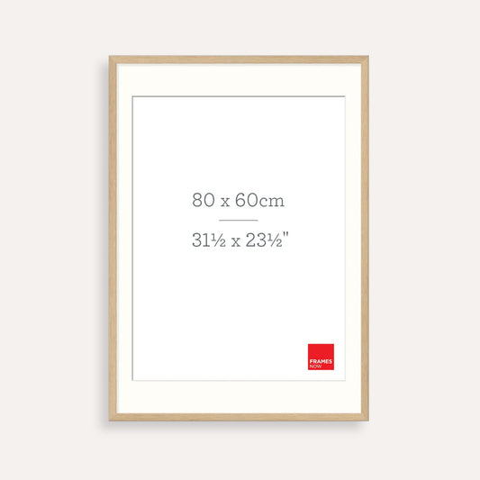 Premium Natural Oak Picture Frame with Matboard for 80 x 60cm Artwork