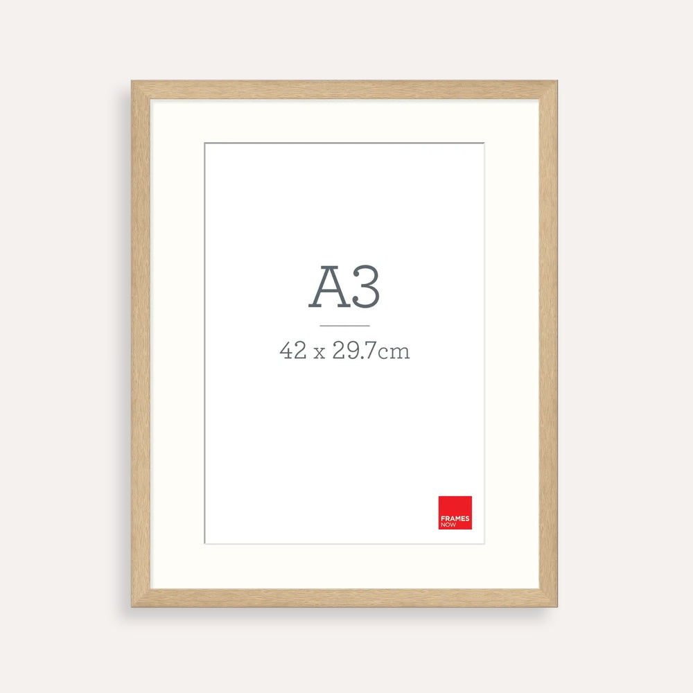 Premium Oak A3 Picture Frame with Matboard – Warm, Natural Timber for Art, Photos & Certificates