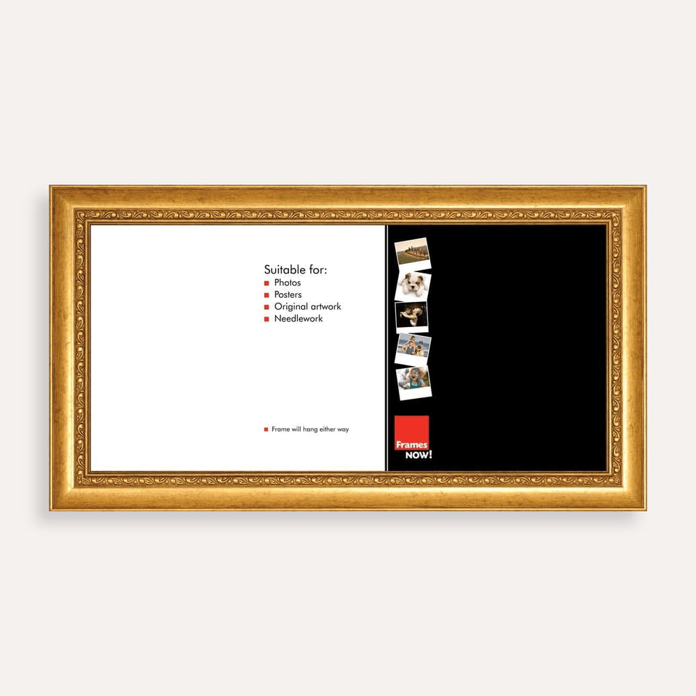 Premium Ornate Gold Panoramic Picture Frame for 50.8 x 20.3cm Artwork