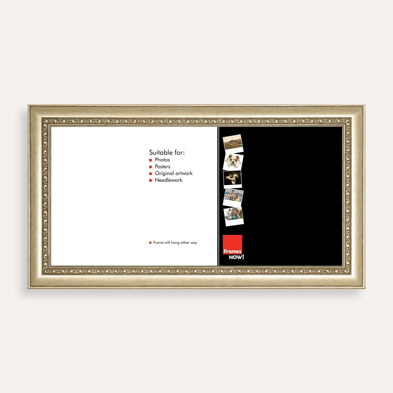 Premium Ornate Silver Panoramic Picture Frame for 50.8 x 25.4cm Artwork