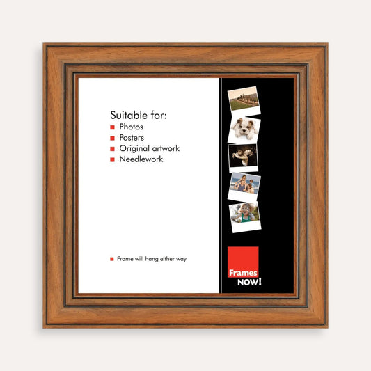 Premium Traditional Walnut Square Picture Frame for 40.6 x 40.6cm Artwork
