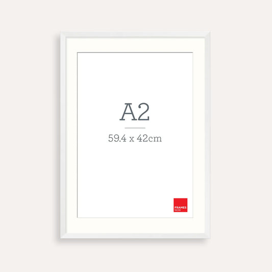 Premium White A2 Picture Frame with Matboard - Box Style for Art, Posters & Photography