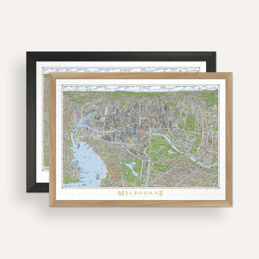 The Melbourne Map 1,000 piece Jigsaw Puzzle Picture Frame