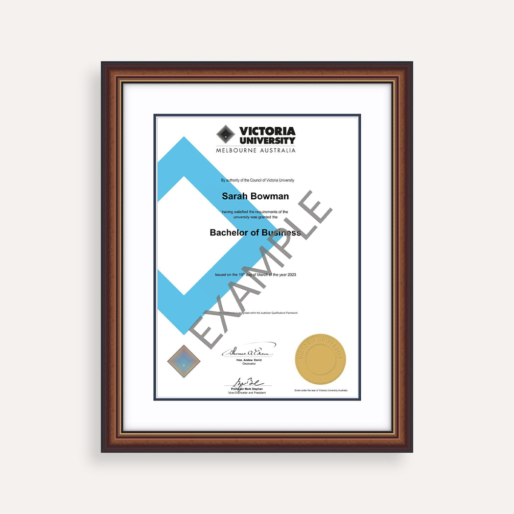 Victoria University Certificate Frame