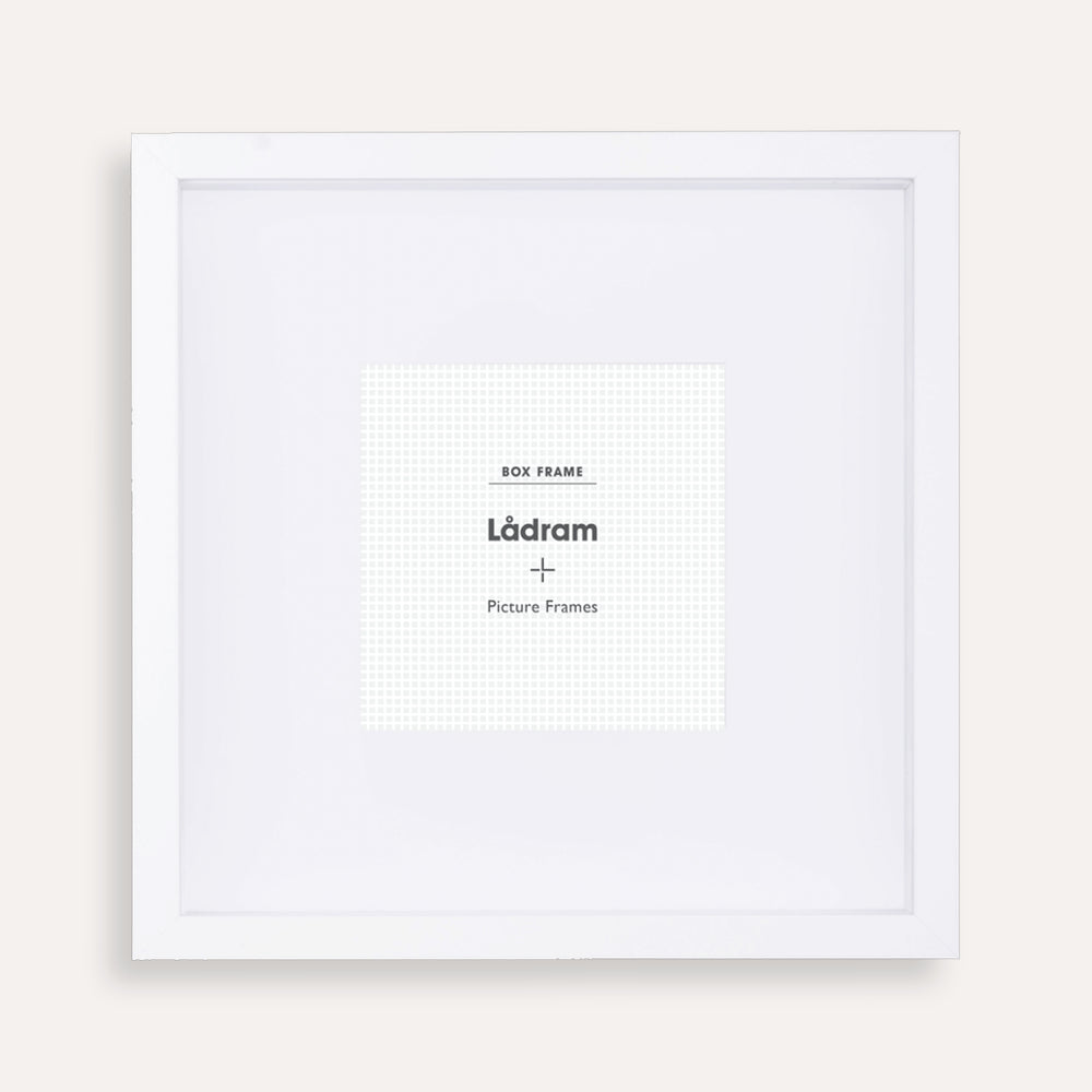 White Shadow Box Square Picture Frame with Matboard for 20.3 x 20.3cm Artwork
