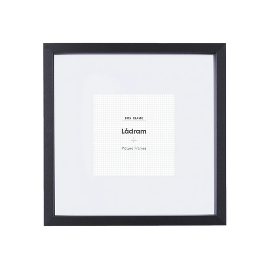 Black Timber Finish Shadow Box Square Picture Frame with White Matboard for 30.5 x 30.5 cm Artwork