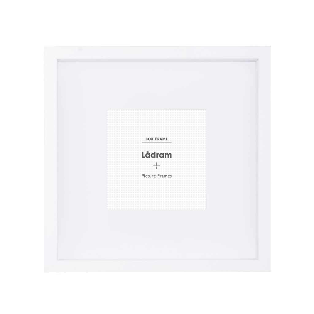 White Shadow Box Square Picture Frame with Matboard for 20.3 x 20.3cm Artwork